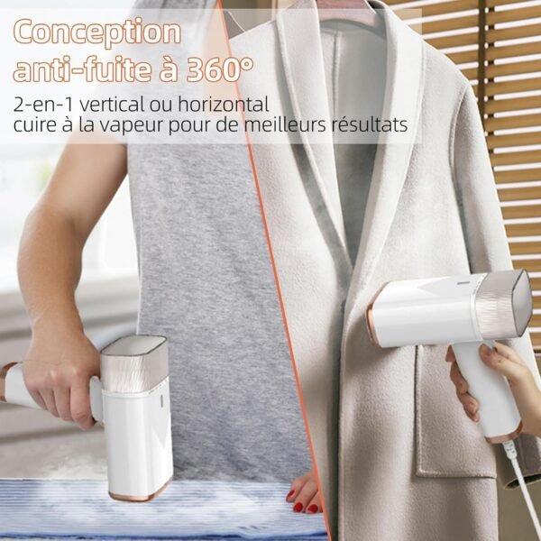 Defroisseur Vapeur Vertical,Fer à Repasser Vertical Portable 1000W 150ML,Défroisseur Vapeur,Vapeur Steamer Convient à Tous les Tissuspour,la Maison,le Voyage,la maison et le bureau – Image 5