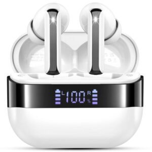 Ecouteurs Bluetooth sans Fil, Ecouteurs Bluetooth 5.4 avec 4 ENC Antibruit Appel Clair Mics, 48H Son Stéréo Écouteurs sans Fil, IP7 Étanche Casque Bluetooth, Contrôle Tactile pour iOS Android, Blanc