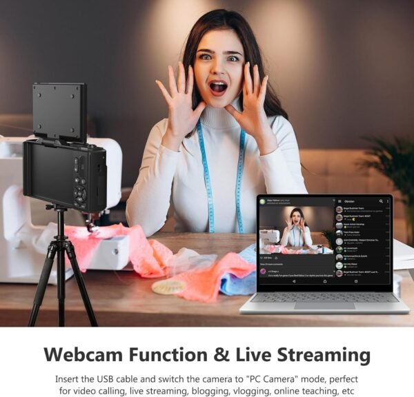 Appareil photo numérique 4K pour photographie, caméra de vlogging 64 MP pour YouTube avec écran rabattable – Image 4