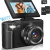 Appareil photo numérique 4K pour photographie, WiFi 64 MP Autofocus Vlogging Camera pour YouTube avec écran rabattable de 3" à 180°, zoom numérique 18x, caméra de voyage compacte Vlog avec carte SD de