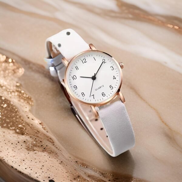 Montre à quartz décontractée avec cadran arabe pour femme, montres-bracelets analogiques en cuir PU, ensemble de bijoux papillon, sans boîte, 6 pièces par ensemble – Image 5