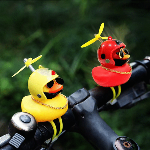 Car Duck with Helmet Broken Wind Pendant Small Yellow Duck Road Bike Motor Helmet Riding Cycling Accessories without Lights – Image 5