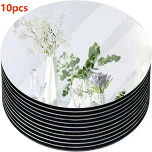10PCS Acrylic round Mirrors 8 Inch Circle Candle Plates Wedding Table Centerpieces Wall Decor Mirror Trays for Events