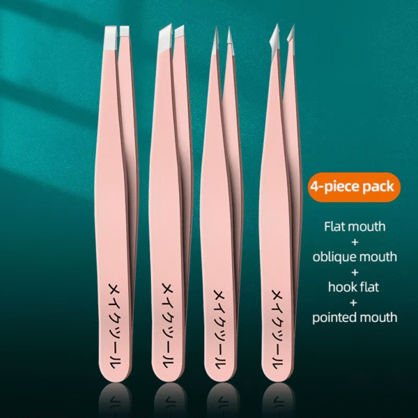 4Pcs Set Professional Tweezers Set Perfect for Eyebrow Hair Removal Splinter Very Effortless and Relaxed to Remove – Image 9