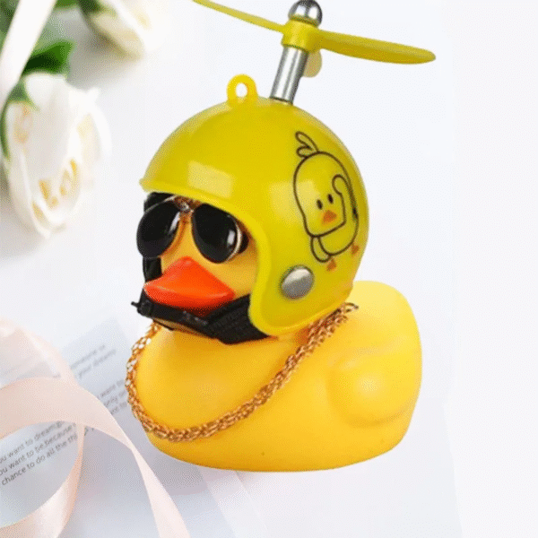 Car Duck with Helmet Broken Wind Pendant Small Yellow Duck Road Bike Motor Helmet Riding Cycling Accessories without Lights – Image 6