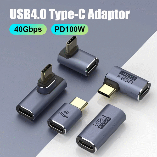USB 4.0 PD 100W 8K 60Hz Charger Connector for Macbook 40Gbps High Speed USB C OTG U-Shape Straight Angle Male to Female Adapter – Image 2