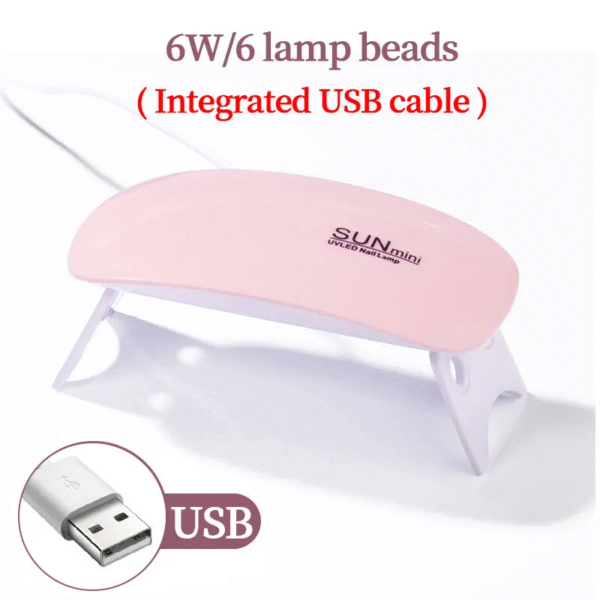 YIKOOLIN Mini Mouse Gel Nails 6W Polish Drying Lamp Portable 6 LED UV Manicure Lamp Home USB Nail Phototherapy Machine – Image 9