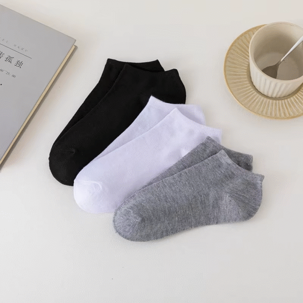 8 Pairs Men Solid Color Minimalist Ankle Socks Fashionable Versatile Trend Socks Lightweight Breathable Comfortable Casual Socks – Image 2