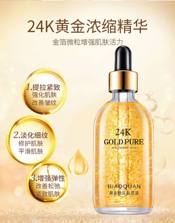 100Ml 24K Gold Hyaluronic Acid Nicotinamide Face Serum anti Aging Facial Lifting Collagen Essence Skin Care Whitening Serum – Image 3