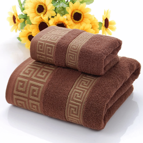 2-Piece Set of Squares, 1 Towel+1 Towel, Thickened Absorbent Set for Showering, No Shedding of Fluff – Image 2