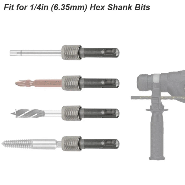 SDS plus Convert to 1/4 Hex Shank Adapter Hexagonal Converter Electric Hammer Power Screwdriver Bit Holder Socket Impact Driver – Image 6