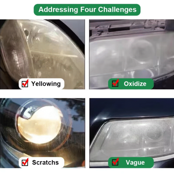 Car Headlight Restoration Polishing Kits Headlamp Scratch Remover Repair Cleaning Paste Remove Oxidation Headlight Polish Liquid – Image 7