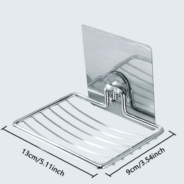 1Pc-Stainless Steel Soap Rack Punch-Free Nail-Free Bathroom Single Layer Drain Wall Hanging Sucker Soap Box Light Luxury Shelf – Image 6