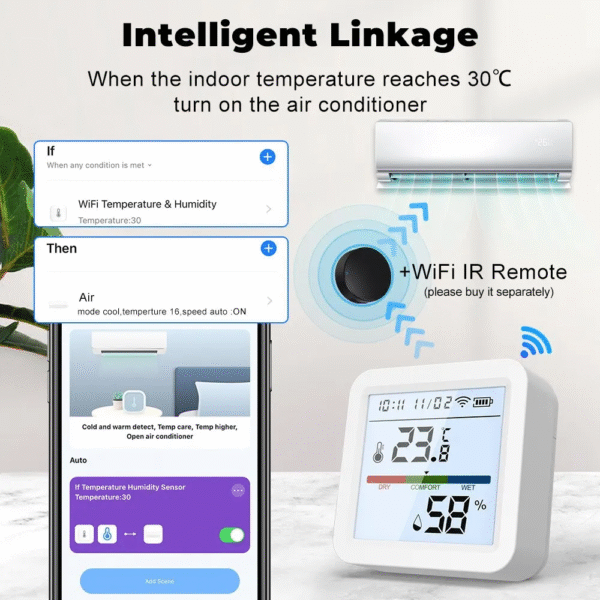 Tuya New Wifi Temperature Humidity Sensor Smart Life Backlight Hygrometer Thermometer Sensor Support Alexa Google Home Assistant – Image 6