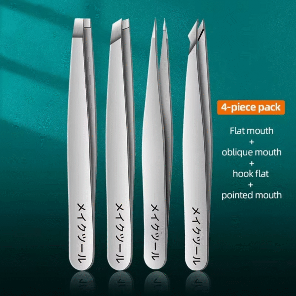 4Pcs Set Professional Tweezers Set Perfect for Eyebrow Hair Removal Splinter Very Effortless and Relaxed to Remove – Image 13