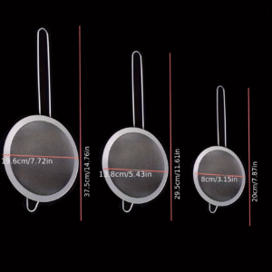 Set of 3 Fine Mesh Strainer Stainless Steel Fine Skimmer Food Strainer with Long Handle Kitchen Tool
