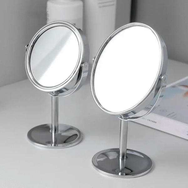 Makeup Mirror Portable Makeup Mirror Double Sided Metal 3-Inch 4-Inch Round/Oval/1:2 Magnifying Mirror Face Rotating Mirror – Image 3