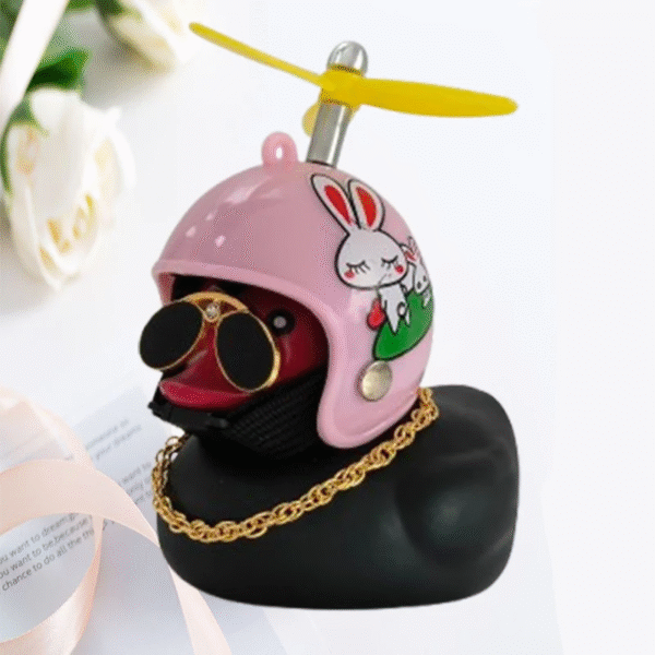 Car Duck with Helmet Broken Wind Pendant Small Yellow Duck Road Bike Motor Helmet Riding Cycling Accessories without Lights – Image 10