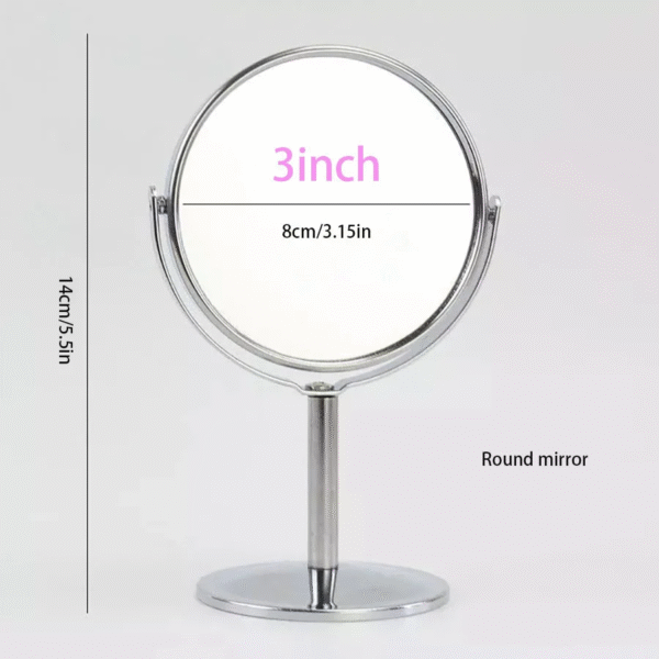 Makeup Mirror Portable Makeup Mirror Double Sided Metal 3-Inch 4-Inch Round/Oval/1:2 Magnifying Mirror Face Rotating Mirror – Image 9