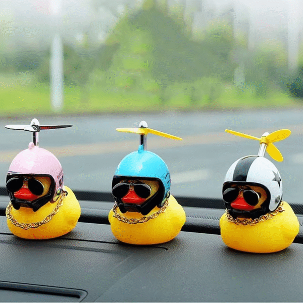 Car Duck with Helmet Broken Wind Pendant Small Yellow Duck Road Bike Motor Helmet Riding Cycling Accessories without Lights – Image 3