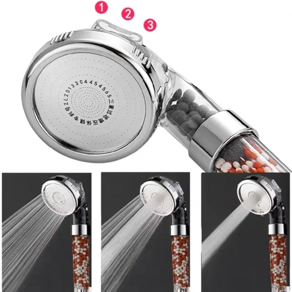 New 3 Functions High Pressure SPA Shower Head Water Saving Handheld Rainfall Bathroom Accessories Anion Filter Shower – Image 3