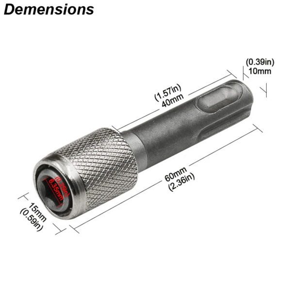 SDS plus Convert to 1/4 Hex Shank Adapter Hexagonal Converter Electric Hammer Power Screwdriver Bit Holder Socket Impact Driver – Image 3
