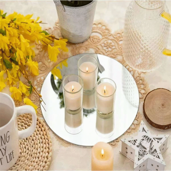 10PCS Acrylic round Mirrors 8 Inch Circle Candle Plates Wedding Table Centerpieces Wall Decor Mirror Trays for Events – Image 6