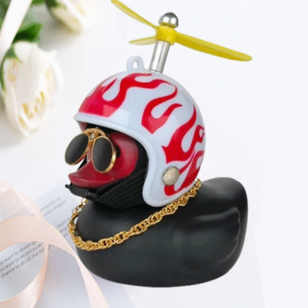 Car Duck with Helmet Broken Wind Pendant Small Yellow Duck Road Bike Motor Helmet Riding Cycling Accessories without Lights – Image 13