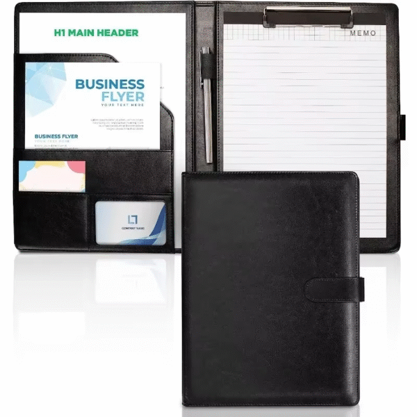 A4 Leather Clipboard Folder Padfolio Business Resume File Folder Padfolio Clipboard Interview Conference Document File Organizer – Image 2