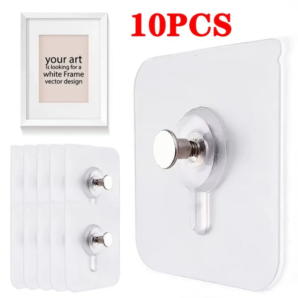 10Pcs Strong Adhesive Hooks Picture Frame Poster No Drilling Hooks Waterproof Durable Kitchen Bathroom Accessories Screw Hooks – Image 2