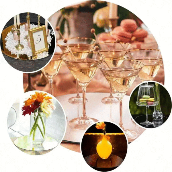 10PCS Acrylic round Mirrors 8 Inch Circle Candle Plates Wedding Table Centerpieces Wall Decor Mirror Trays for Events – Image 5