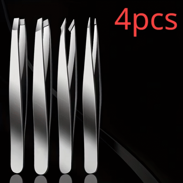 4Pcs Set Professional Tweezers Set Perfect for Eyebrow Hair Removal Splinter Very Effortless and Relaxed to Remove – Image 6