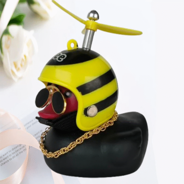Car Duck with Helmet Broken Wind Pendant Small Yellow Duck Road Bike Motor Helmet Riding Cycling Accessories without Lights – Image 12