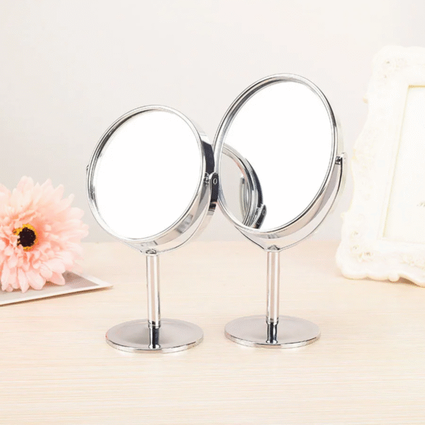 Makeup Mirror Portable Makeup Mirror Double Sided Metal 3-Inch 4-Inch Round/Oval/1:2 Magnifying Mirror Face Rotating Mirror – Image 2