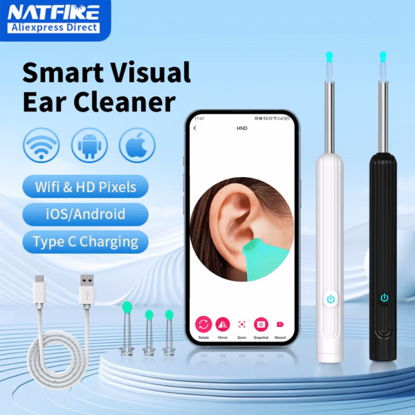 Smart Visual Ear Cleaner with Camera 1296P Ear Sticks USB C Charging Ear Wax Removal Tool WIFI Connection 6 LED Lights Earpick – Image 2
