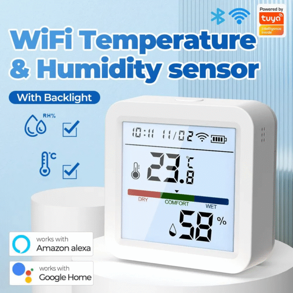 Tuya New Wifi Temperature Humidity Sensor Smart Life Backlight Hygrometer Thermometer Sensor Support Alexa Google Home Assistant – Image 2