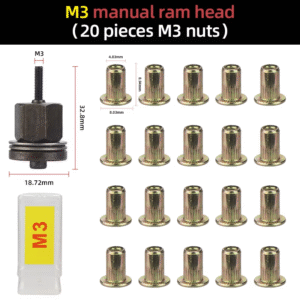 21Pcs Hand Rivet Nut Head Set Rivet Nut Tool Manual Riveter Rivnut Tool Accessory for Nuts M3 M4 M5 M6 M8 M10 M12 Simple Install