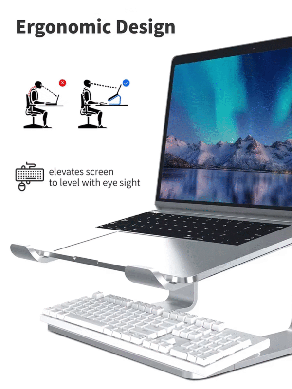 Laptop Stand Ergonomic Laptops Elevator Desk Luminum Computer Riser Metal Holder for Macbook Dell Lenovo Soporte Notebook – Image 6
