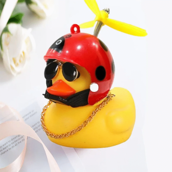 Car Duck with Helmet Broken Wind Pendant Small Yellow Duck Road Bike Motor Helmet Riding Cycling Accessories without Lights – Image 16