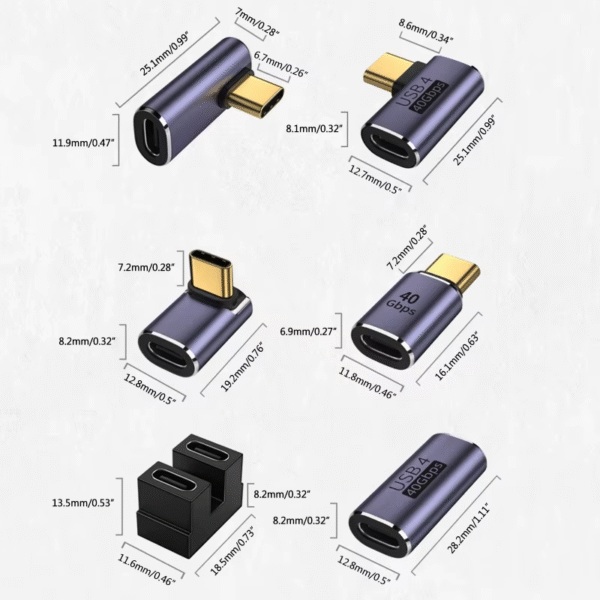 USB 4.0 PD 100W 8K 60Hz Charger Connector for Macbook 40Gbps High Speed USB C OTG U-Shape Straight Angle Male to Female Adapter – Image 7