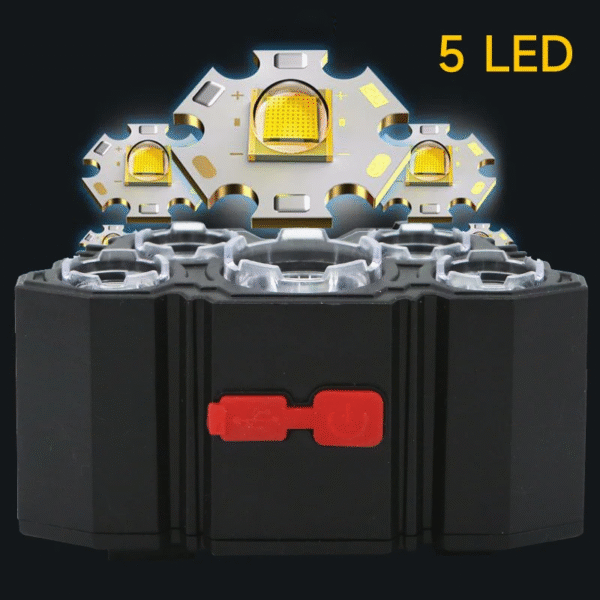 5 LED Flashlight Rechargeable with Built in Battery Strong Light Camping Adventure Fishing Head Light Headlamp – Image 4