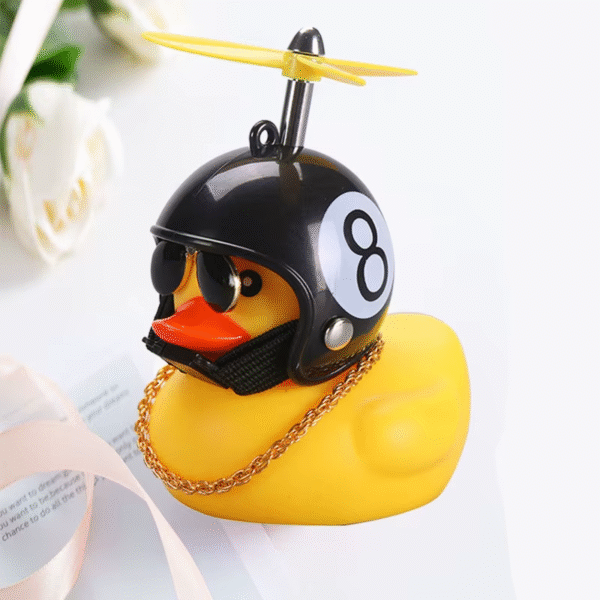 Car Duck with Helmet Broken Wind Pendant Small Yellow Duck Road Bike Motor Helmet Riding Cycling Accessories without Lights – Image 4
