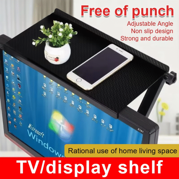 TV Screen Top Storage Shelf Adjustable Monitor Storage Rack Computer Desktop Display Stand TV Router Storage Rack Home Organizer – Image 3