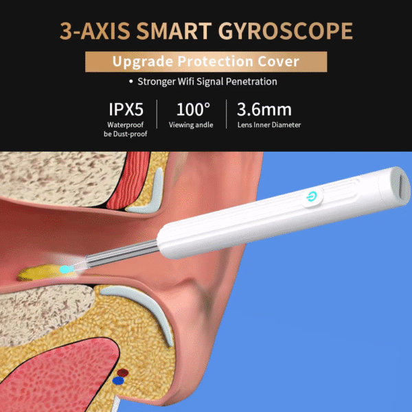 Smart Visual Ear Cleaner with Camera 1296P Ear Sticks USB C Charging Ear Wax Removal Tool WIFI Connection 6 LED Lights Earpick – Image 3