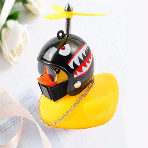 Car Duck with Helmet Broken Wind Pendant Small Yellow Duck Road Bike Motor Helmet Riding Cycling Accessories without Lights – Image 17