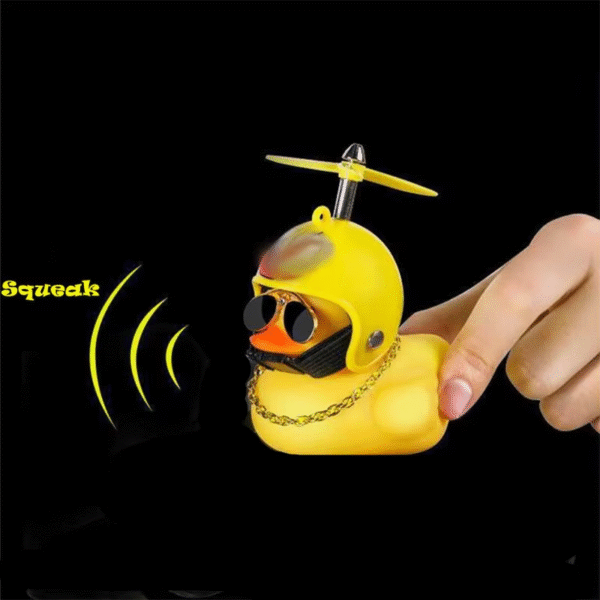 Car Duck with Helmet Broken Wind Pendant Small Yellow Duck Road Bike Motor Helmet Riding Cycling Accessories without Lights – Image 7
