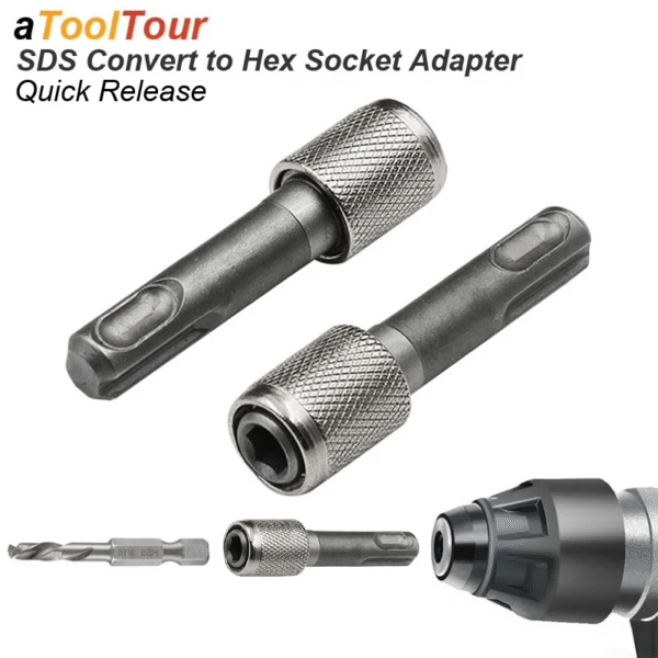 SDS plus Convert to 1/4 Hex Shank Adapter Hexagonal Converter Electric Hammer Power Screwdriver Bit Holder Socket Impact Driver – Image 2
