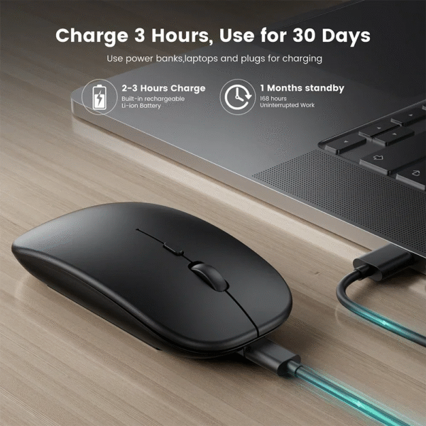 Rechargeable Wireless Mouse Bluetooth-Compatible 2.4Ghz Dual Modes Computer Mice with Nano Receiver for PC Laptop Macbook – Image 5