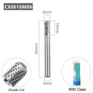 Tungsten Carbide Rotary File Burr Style C Ball Nose Cylinder 6Mm 1/4 Shank Mould Carving Tools Single Cut Milling Cutter Metal