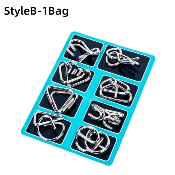 8Pcs/Set Metal Montessori Puzzle Wire IQ Mind Brain Teaser Puzzles Children Adults Interactive Game Reliever Educational Toys – Image 17